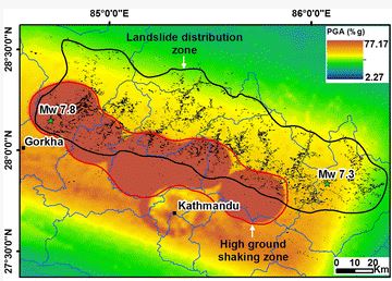 尼泊尔Gorkha7.8级地震滑坡分布