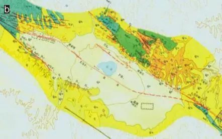 海原活动断层干盐池拉分盆地影像(a) 和地质图(b) (国家地震局地质研究所等,1990)