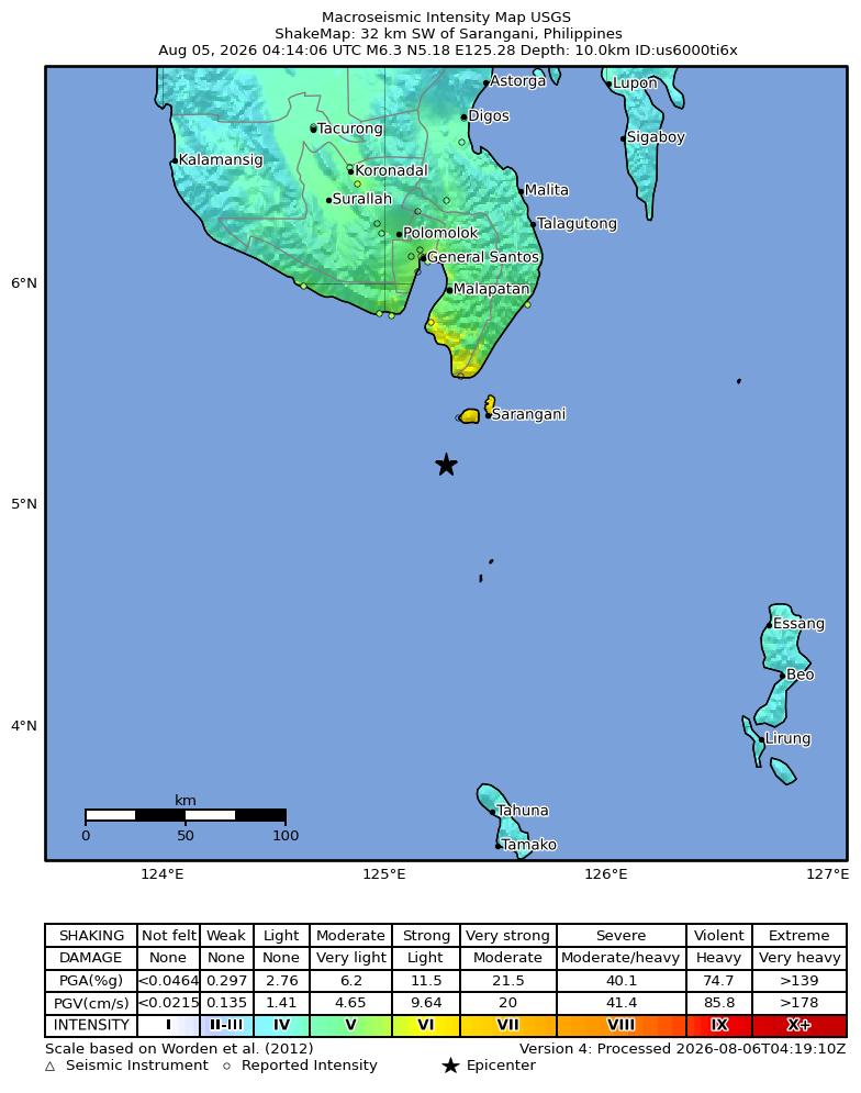 USGS ShakeMap 宏观地震烈度图